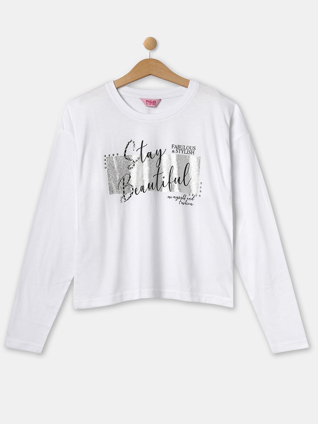 

R&B Girls Printed Top, White