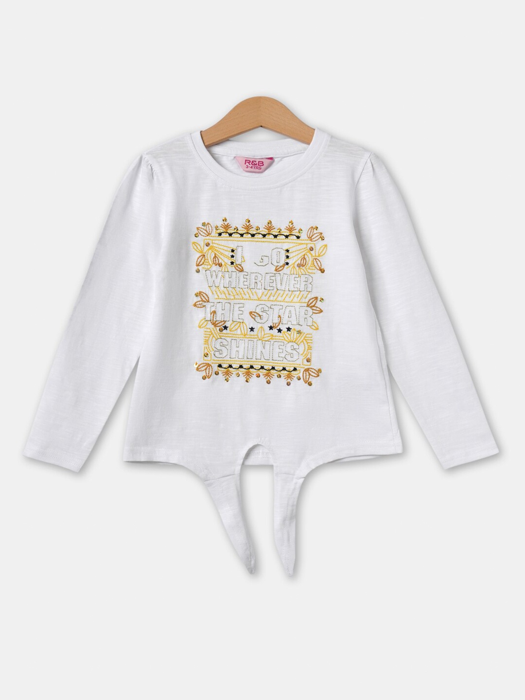 

R&B Girls Printed Top, White