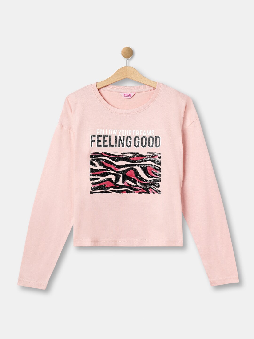 

R&B Girls Printed Top, Pink