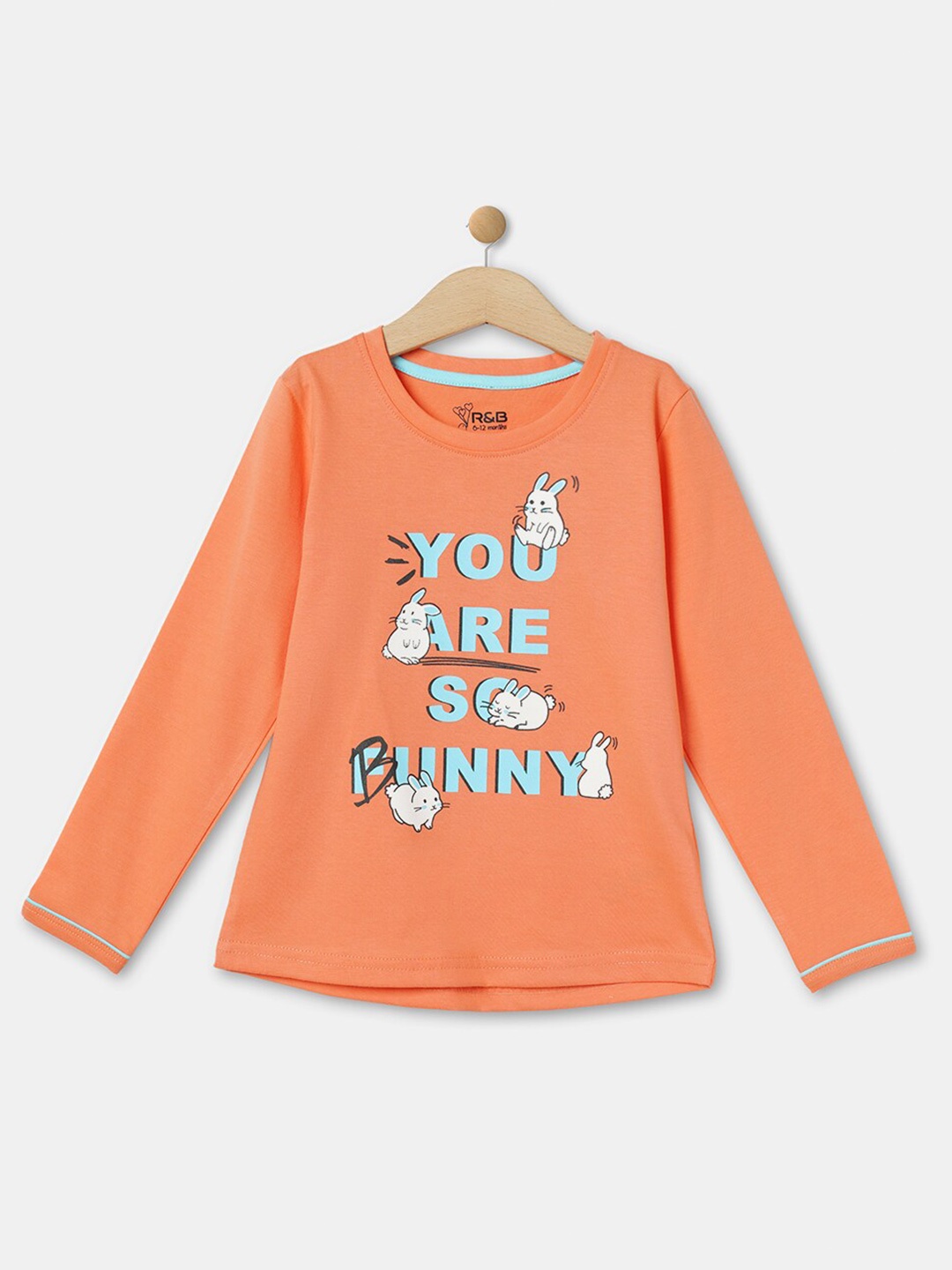 

R&B Girls Printed Top, Peach