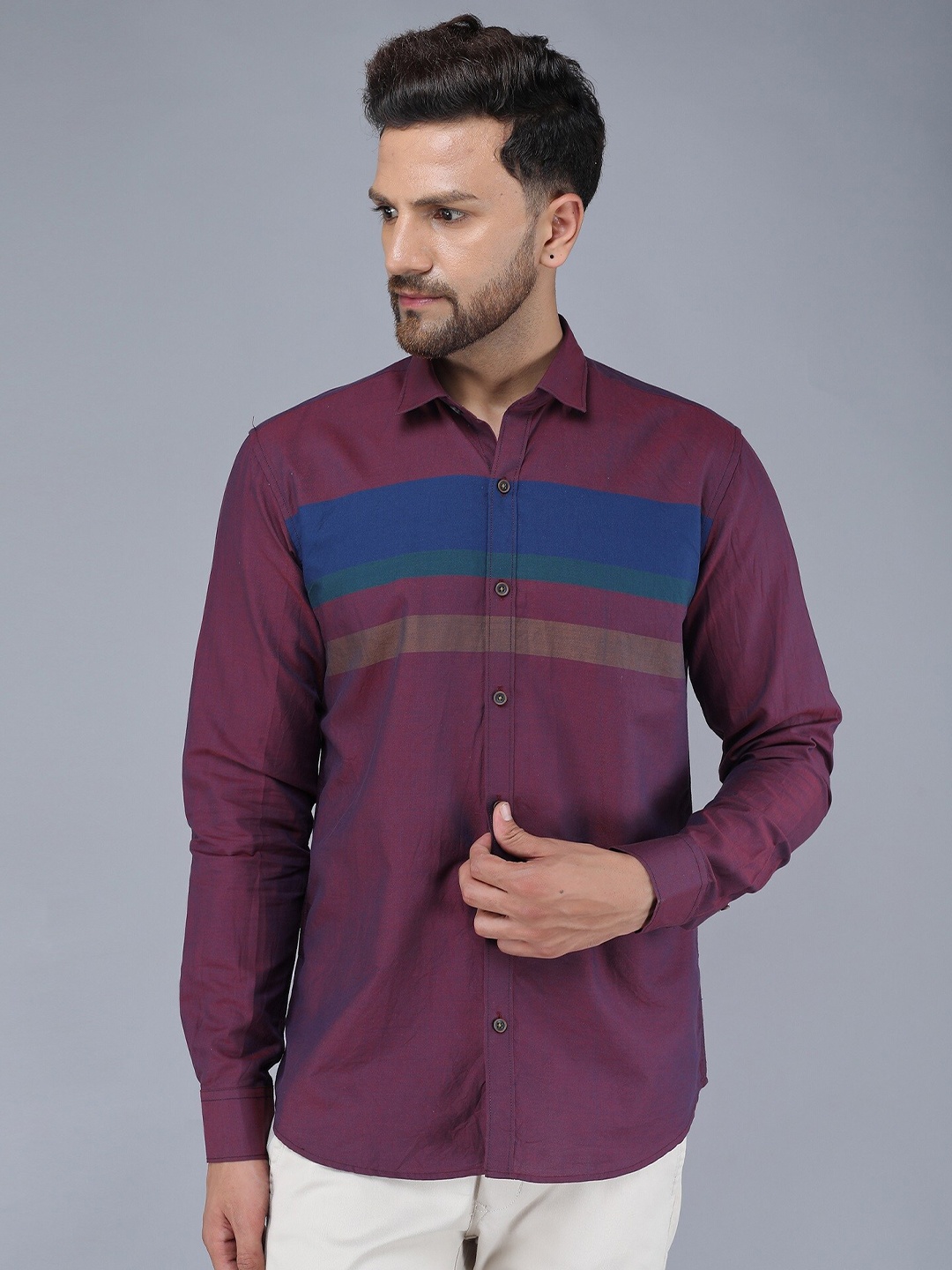 

TQS Men Maroon Solid Casual Shirt