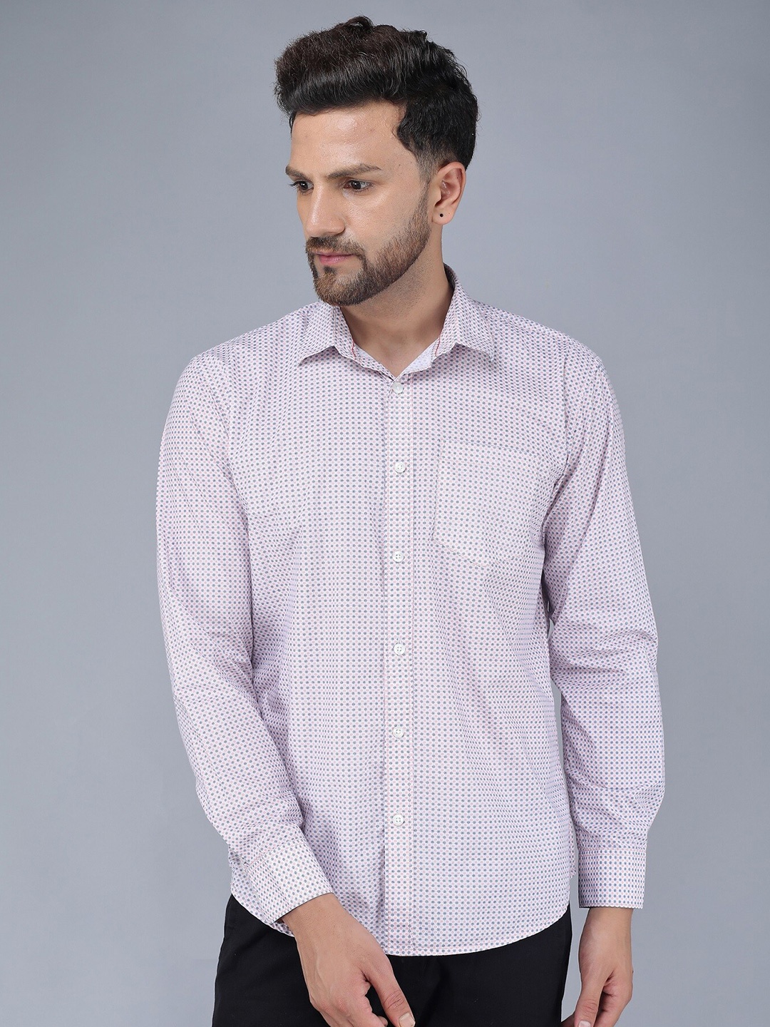 

TQS Men Pink Printed Casual Shirt