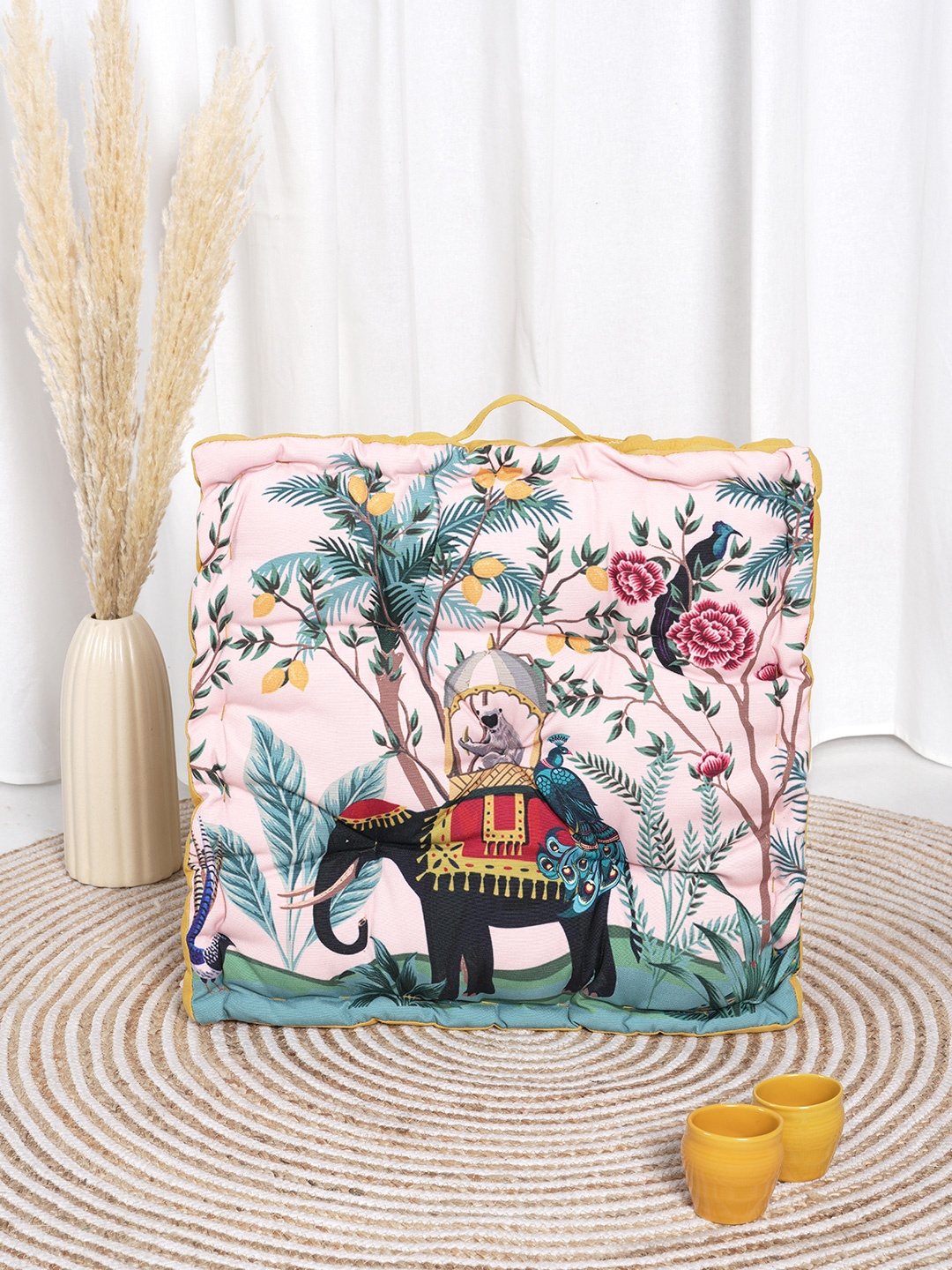 

BLANC9 Printed Cotton Floor Cushions, Beige