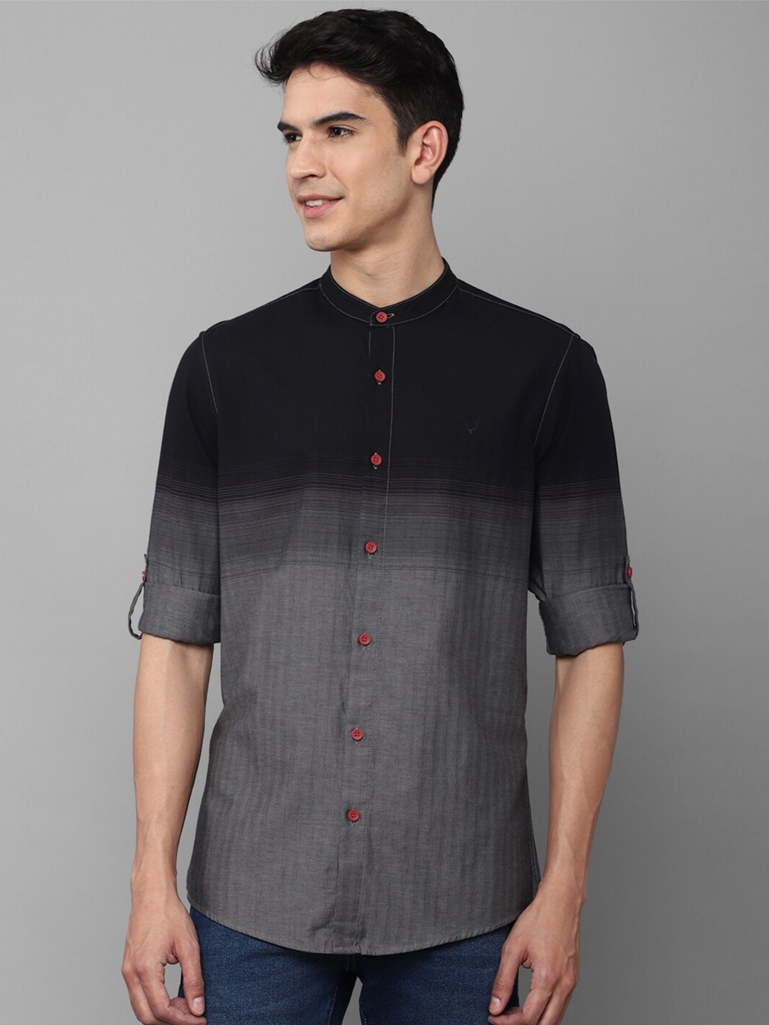 

Allen Solly Men Slim Fit Ombre Printed Casual Shirt, Black