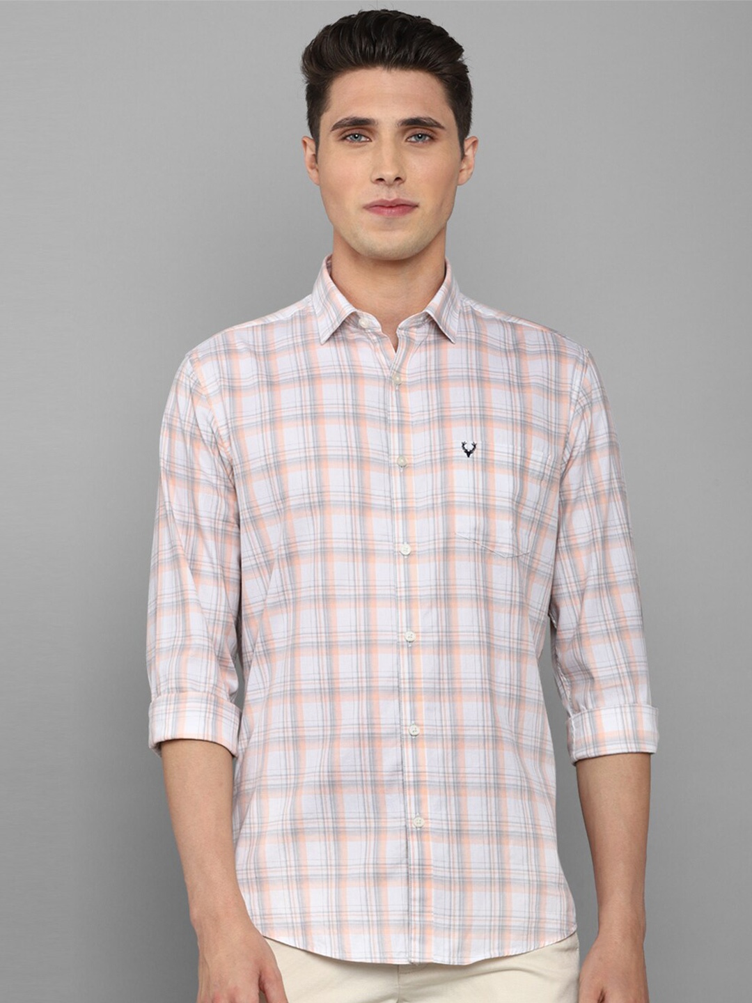 

Allen Solly Men Slim Fit Tartan Checks Casual Shirt, White
