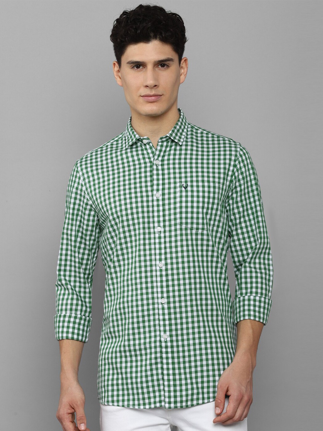 

Allen Solly Sport Green Gingham Checked Pure Cotton Casual Shirt
