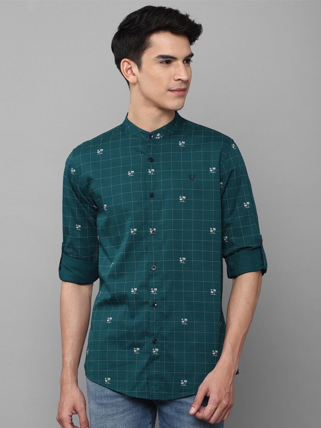

Allen Solly Sport Men Grid Tattersall Checked Pure Cotton Casual Shirt, Green