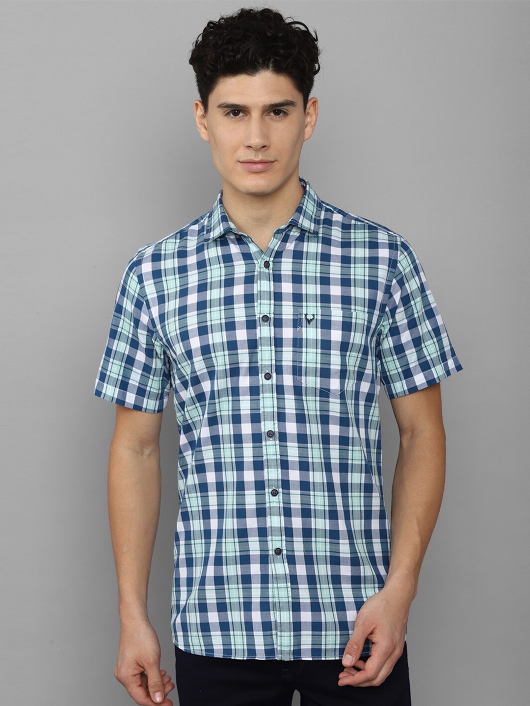 

Allen Solly Sport Men Tartan Checked Pure Cotton Casual Shirt, Blue