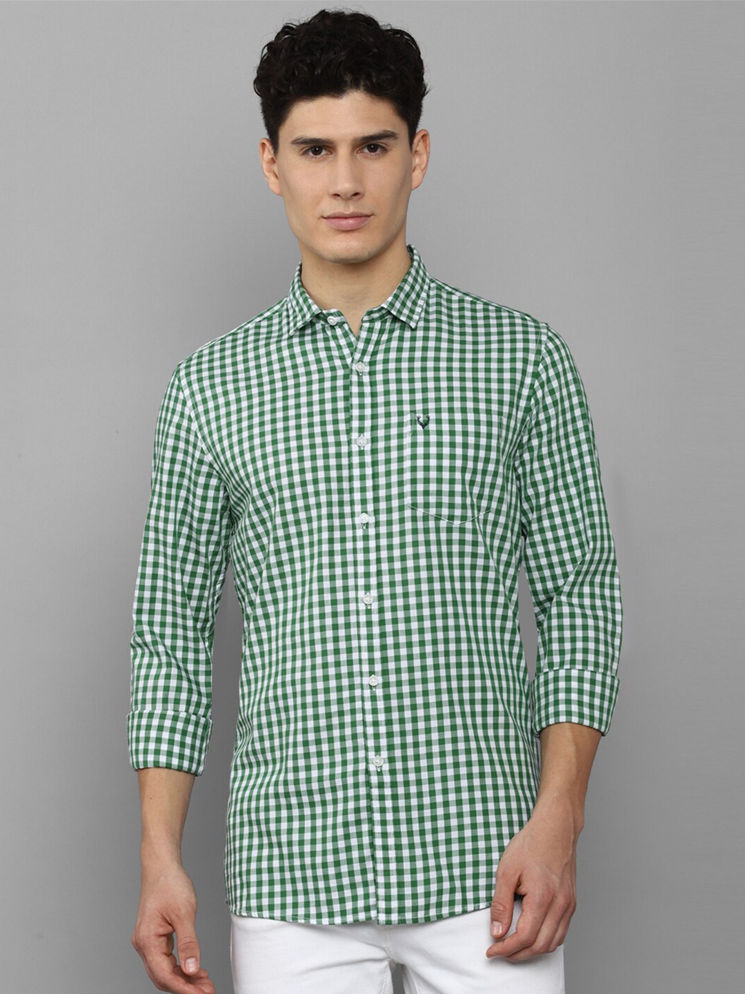 

Allen Solly Sport Men Gingham Checked Pure Cotton Casual Shirt, Green