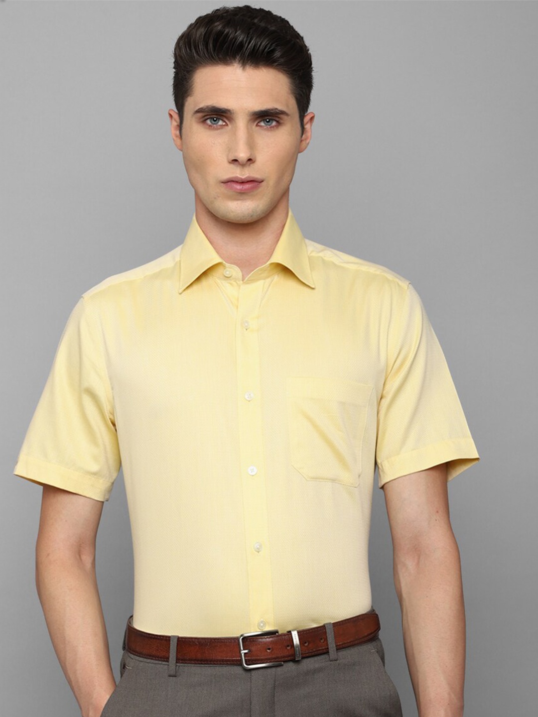 

Louis Philippe Men Slim Fit Cotton Formal Shirt, Yellow