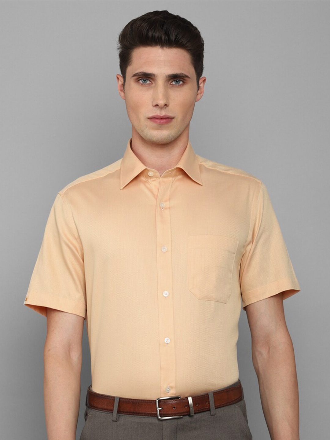 

Louis Philippe Men Slim Fit Pure Cotton Formal Shirt, Beige