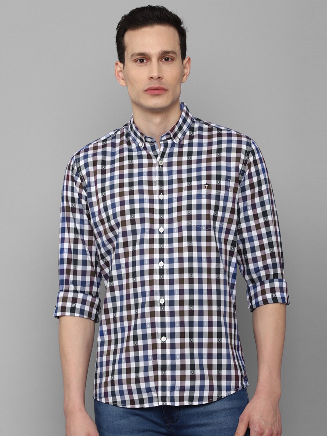 

Louis Philippe Sport Men Gingham Checks Slim Fit Pure Cotton Casual Shirt, Blue