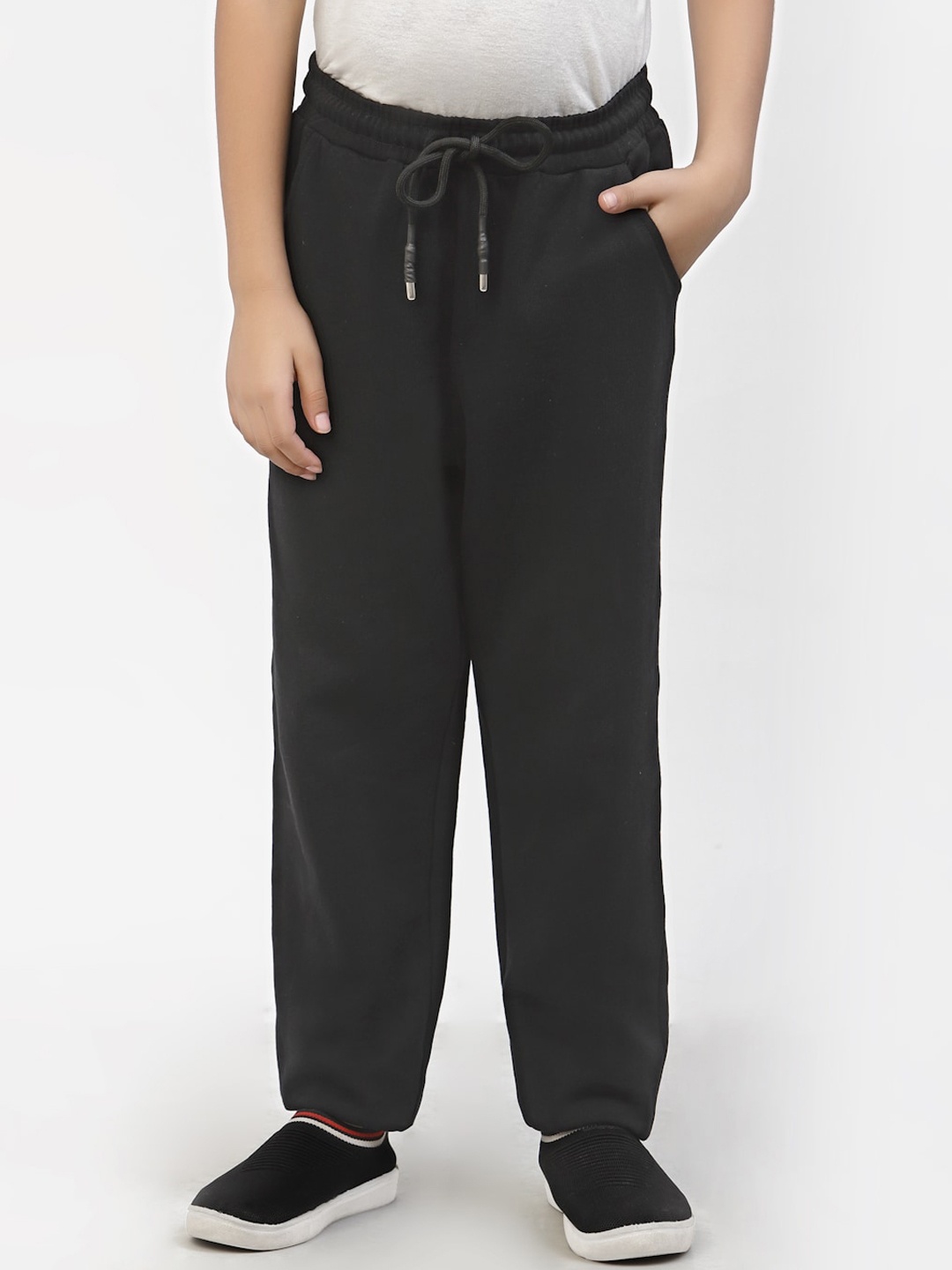 

SPUNKIES Boys Solid Pure Cotton Track Pants, Black