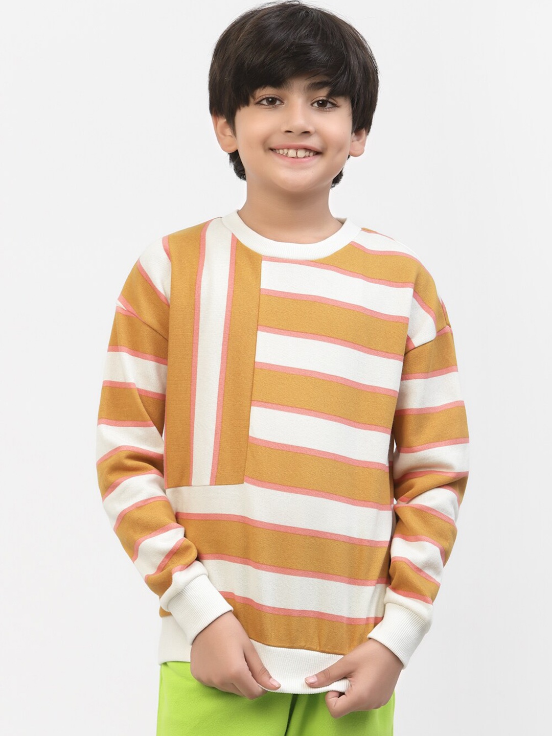 

SPUNKIES Boys White Striped Sweatshirt