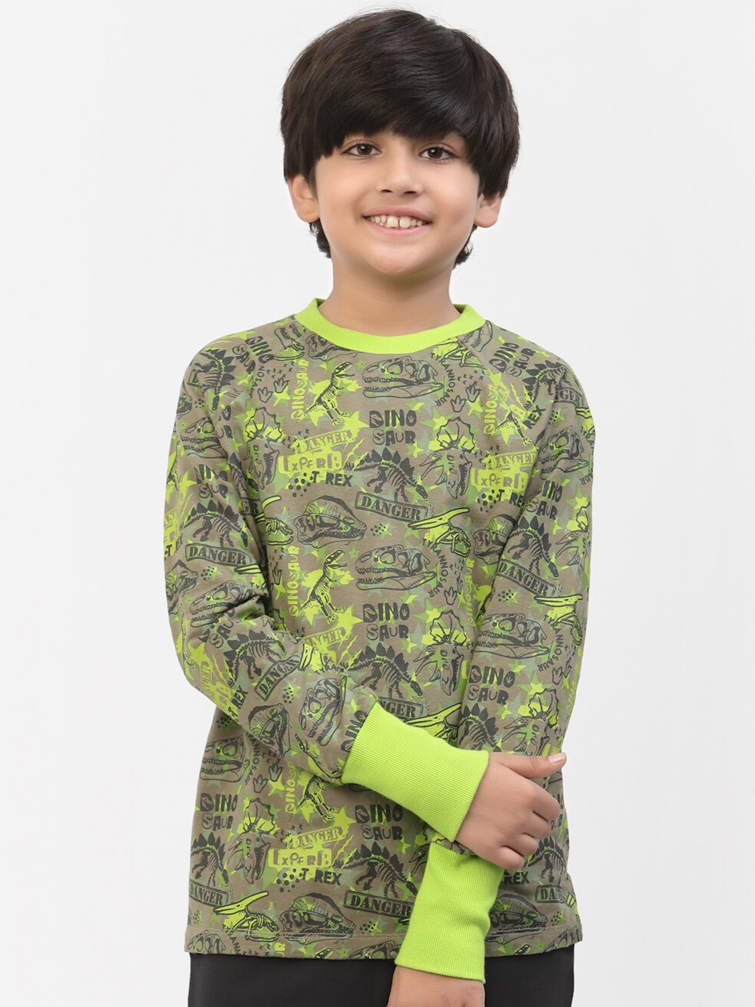 

SPUNKIES Boys Printed Organic Cotton T-shirt, Green