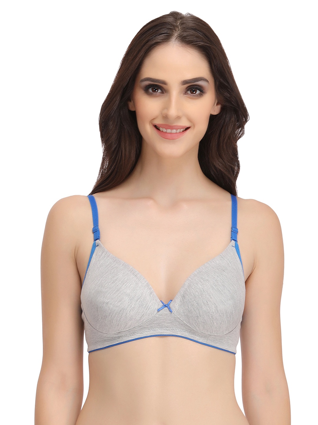 

Clovia Non-Wired Double Layered with Detachable Straps T-shirt Bra BR0916P0840C, Grey