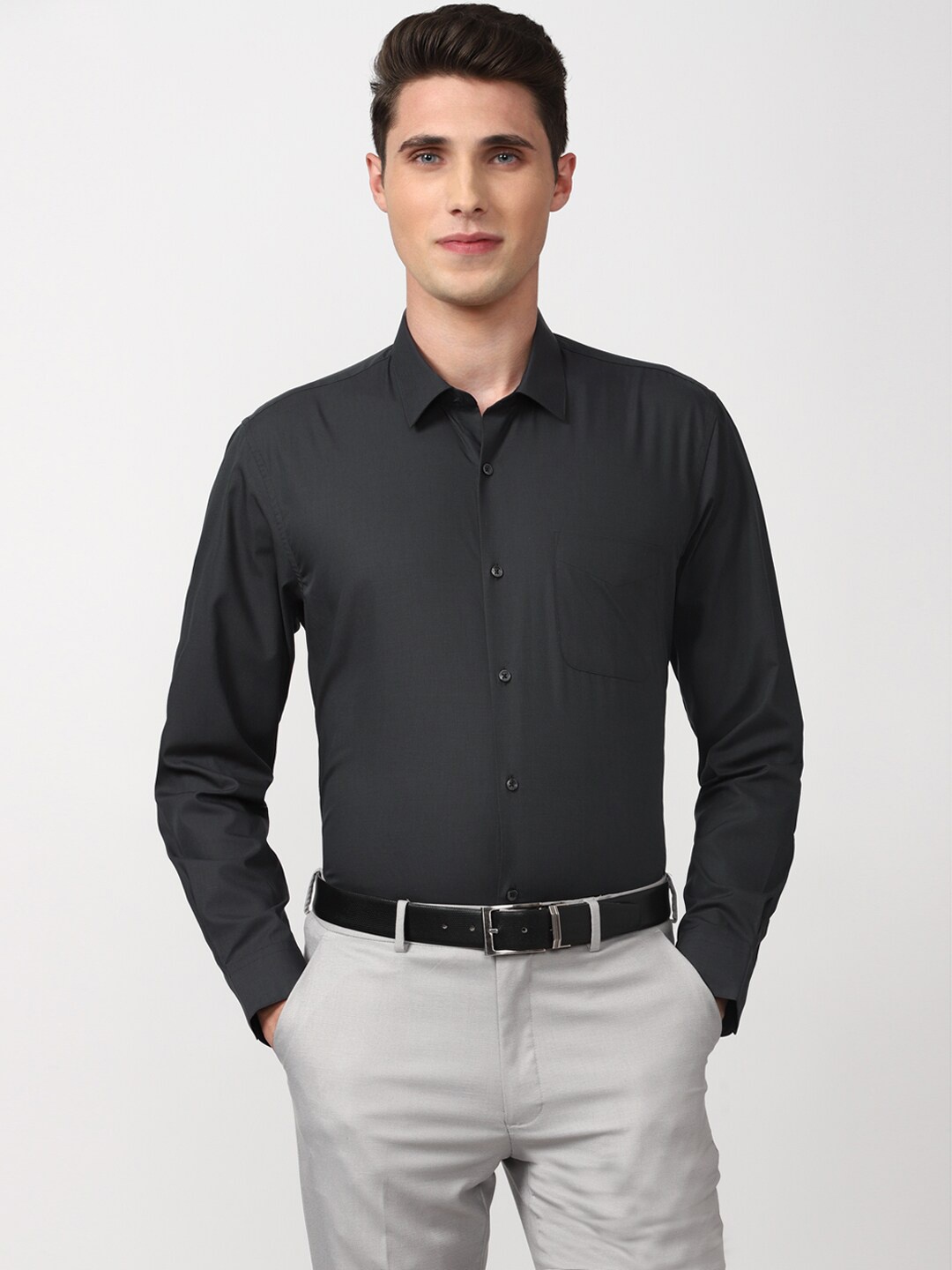 

Peter England Men Formal Pure Cotton Shirt, Black