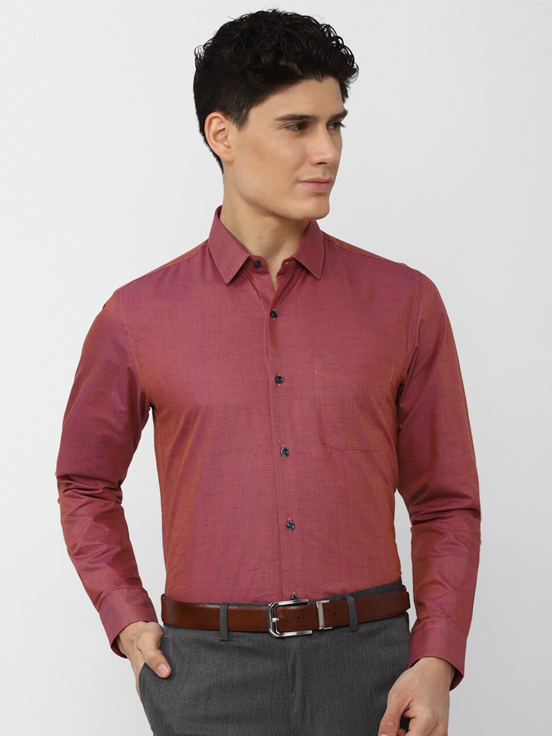 

Peter England Men Slim Fit Formal Shirt, Pink
