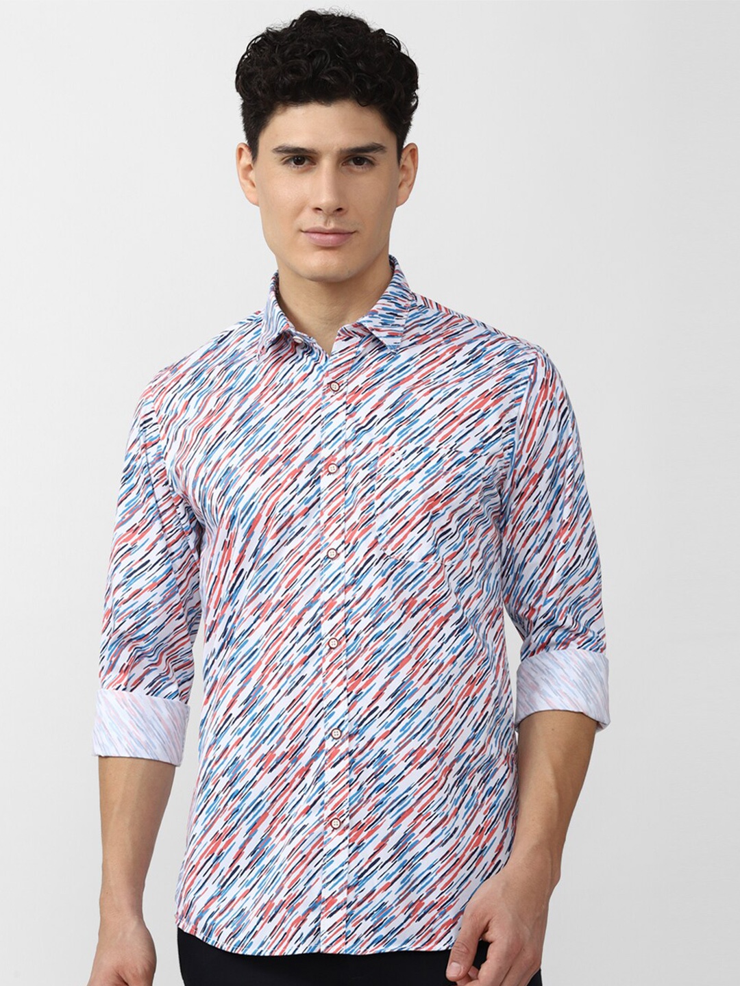 

Peter England Casuals Men Slim Fit Printed Casual Shirt, Blue