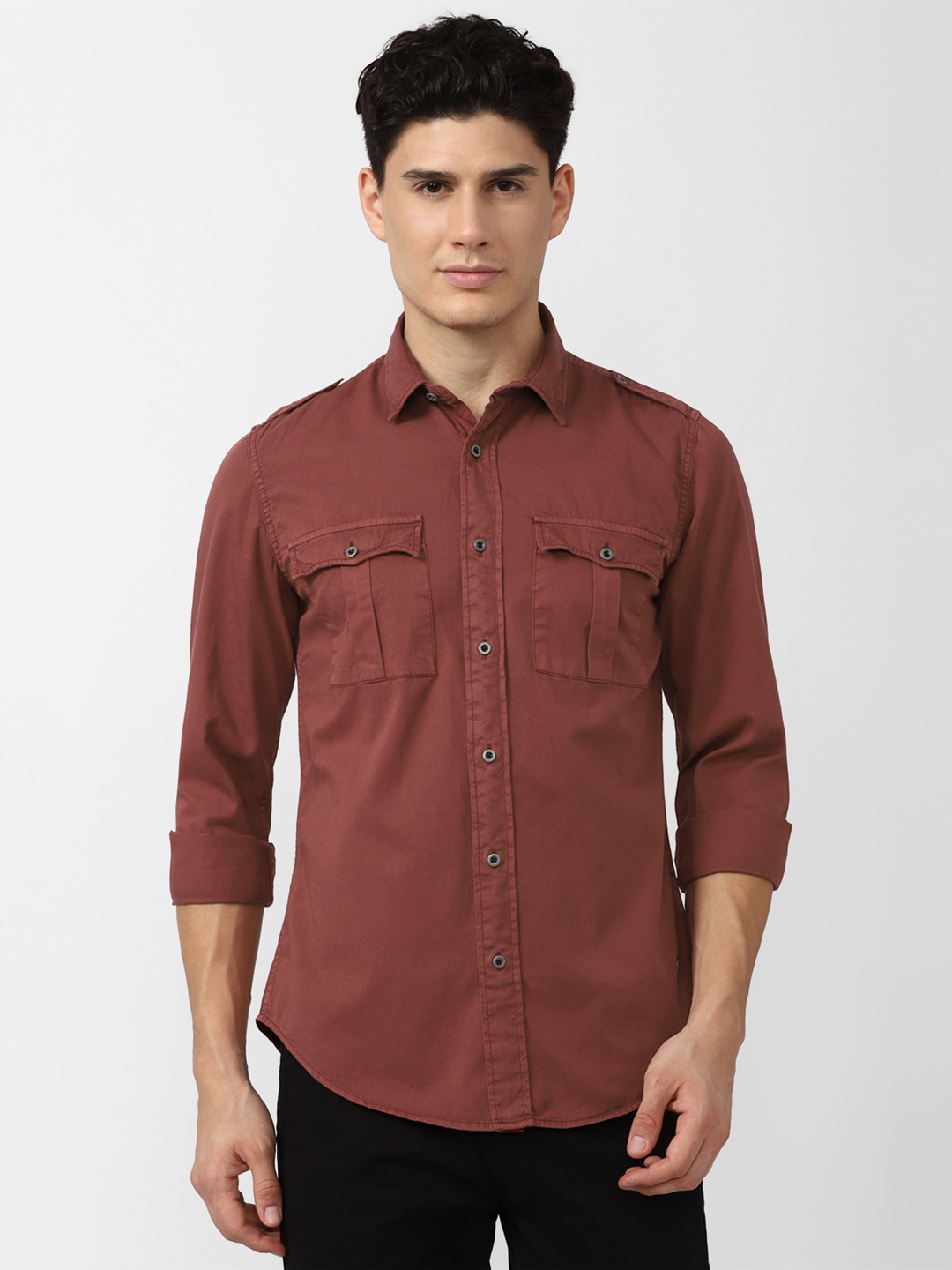 

Peter England Casuals Men Slim Fit Pure Cotton Casual Shirt, Maroon