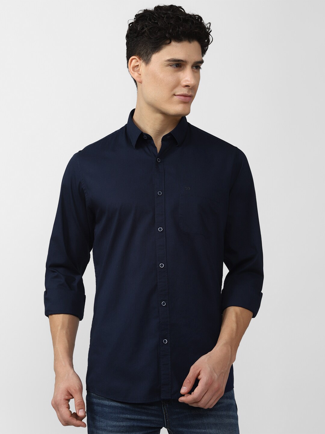 

Peter England Casuals Men Slim Fit Cotton Casual Shirt, Navy blue