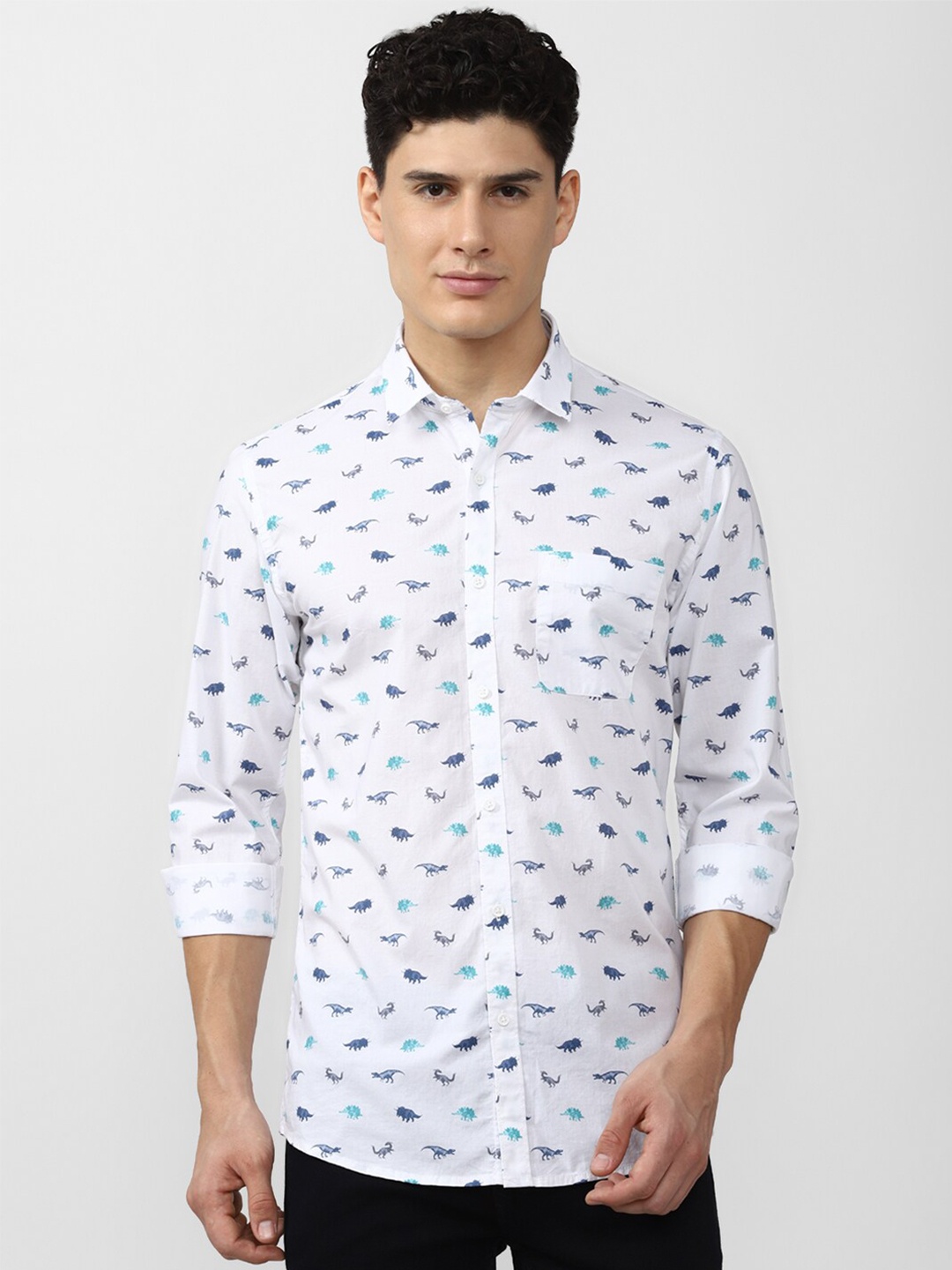 

Peter England Casuals Men Slim Fit Printed Cotton Casual Shirt, White