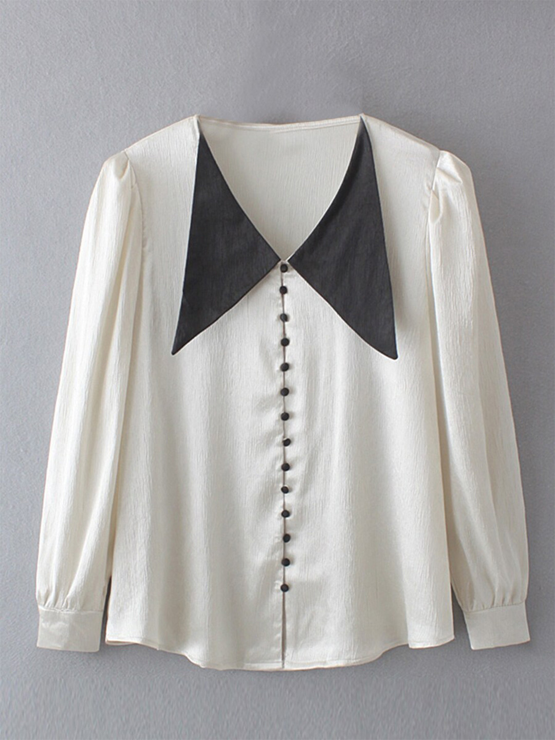 

URBANIC Plus Size Patchwork Placket Blouse, Off white