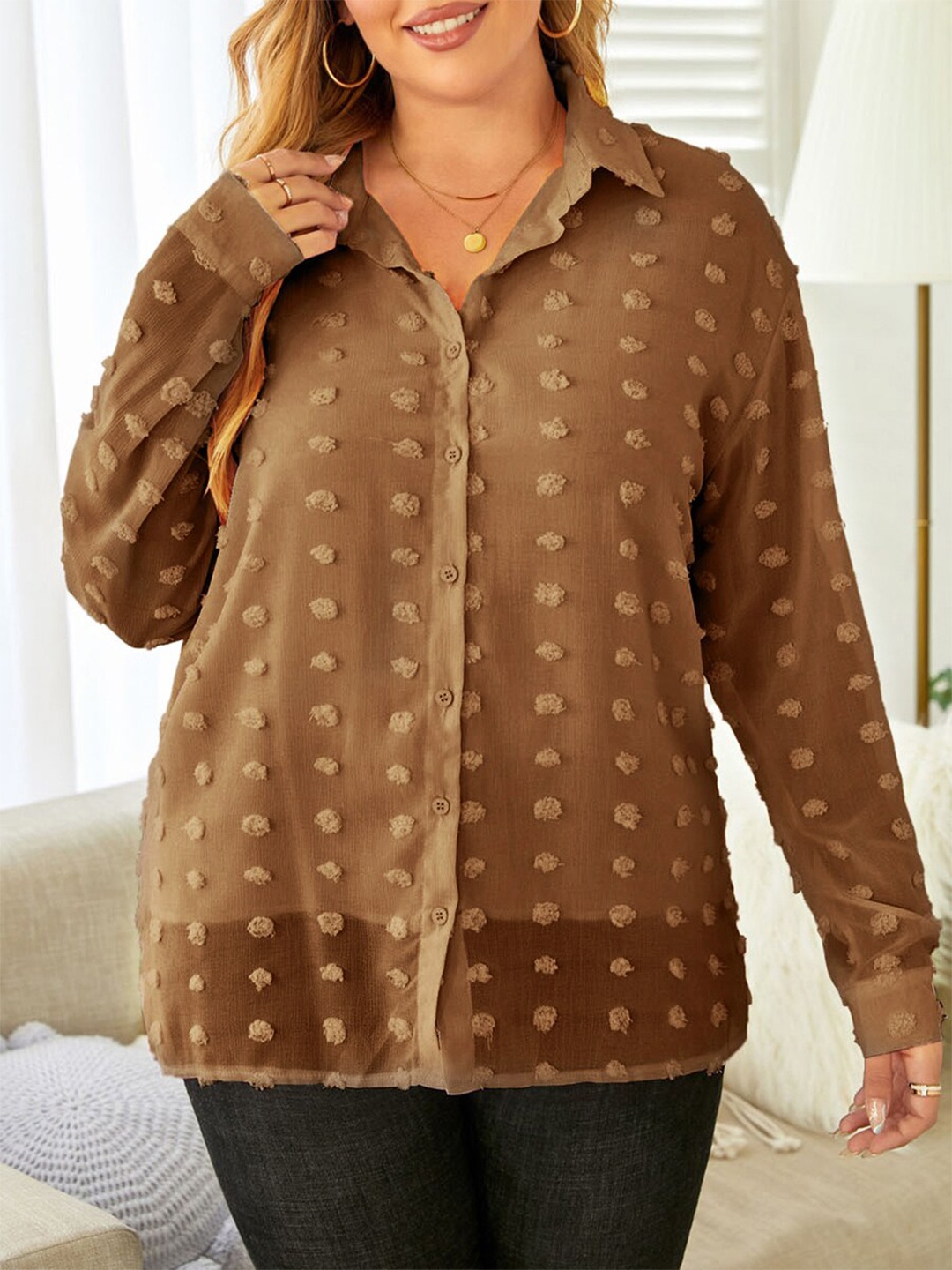 

URBANIC Women Shirt Style Top, Brown