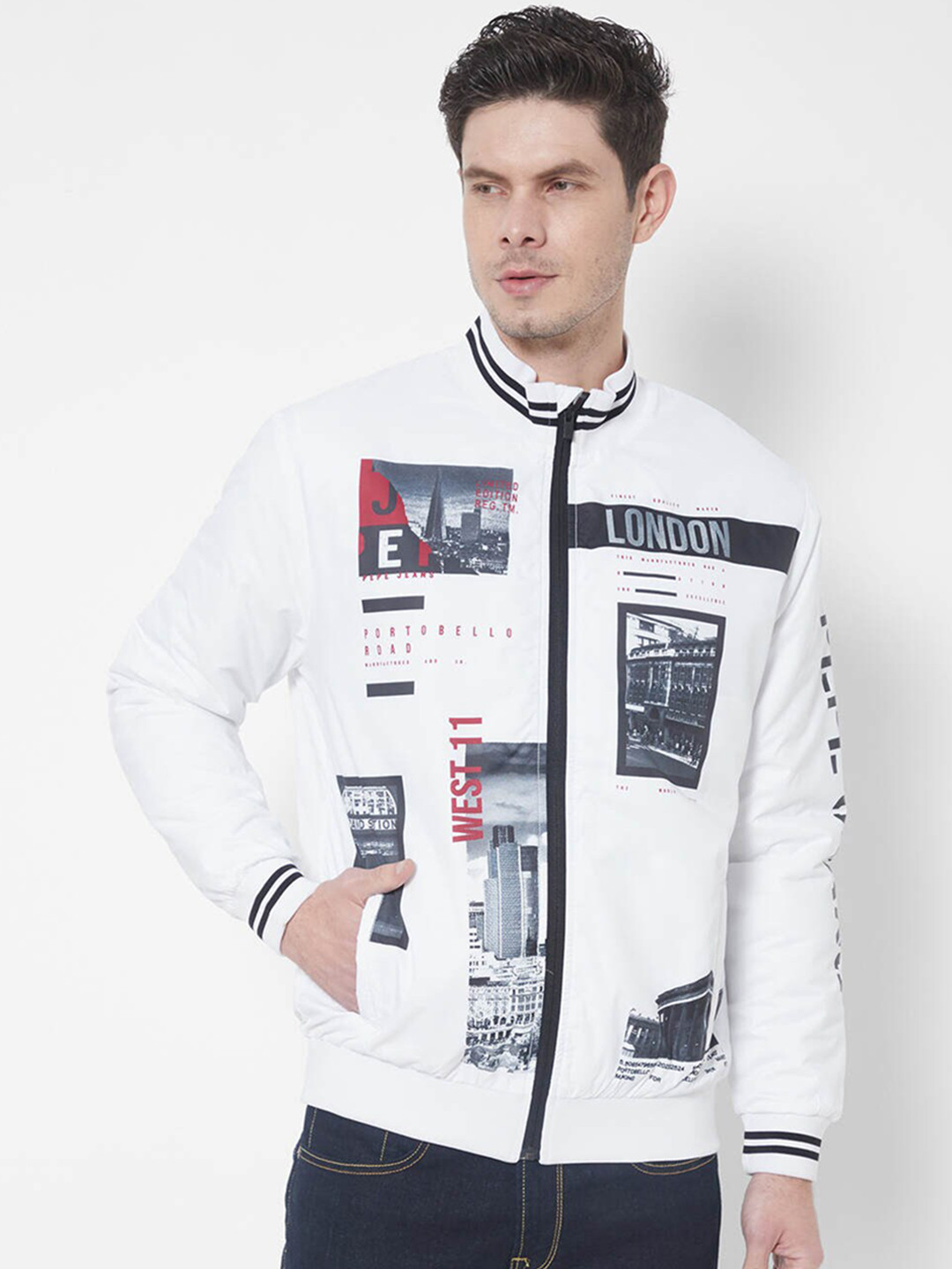 

Pepe Jeans Men Open Front Jacket, White