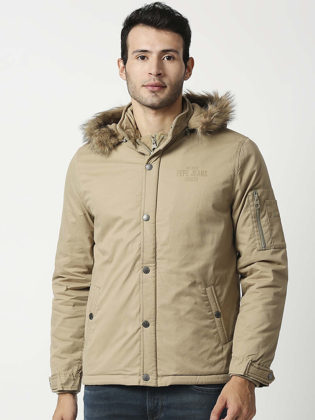 

Pepe Jeans Men Cotton Parka Jacket, Beige