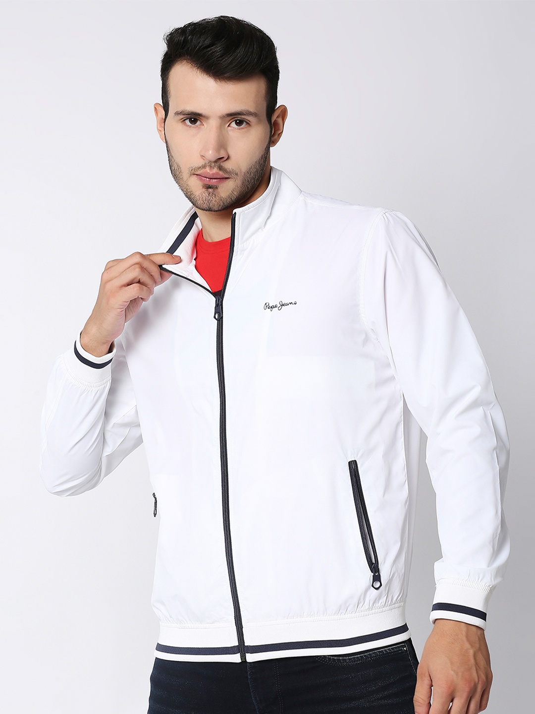 

Pepe Jeans Men White Open Front Jacket