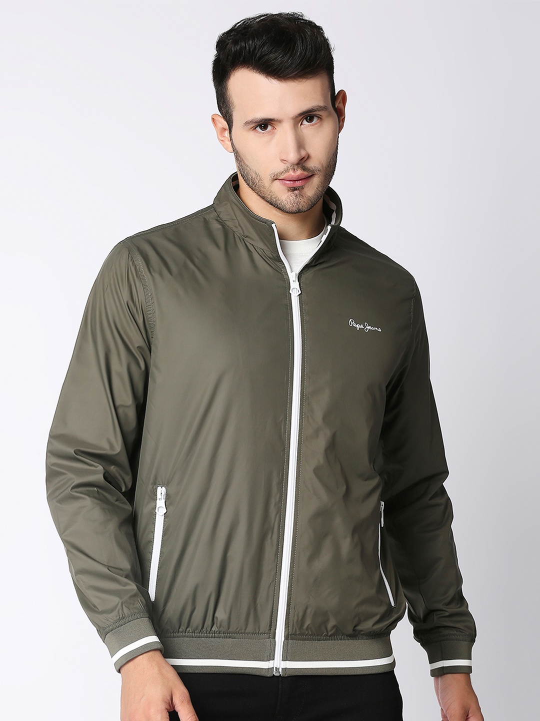 

Pepe Jeans Men Green Open Front Jacket