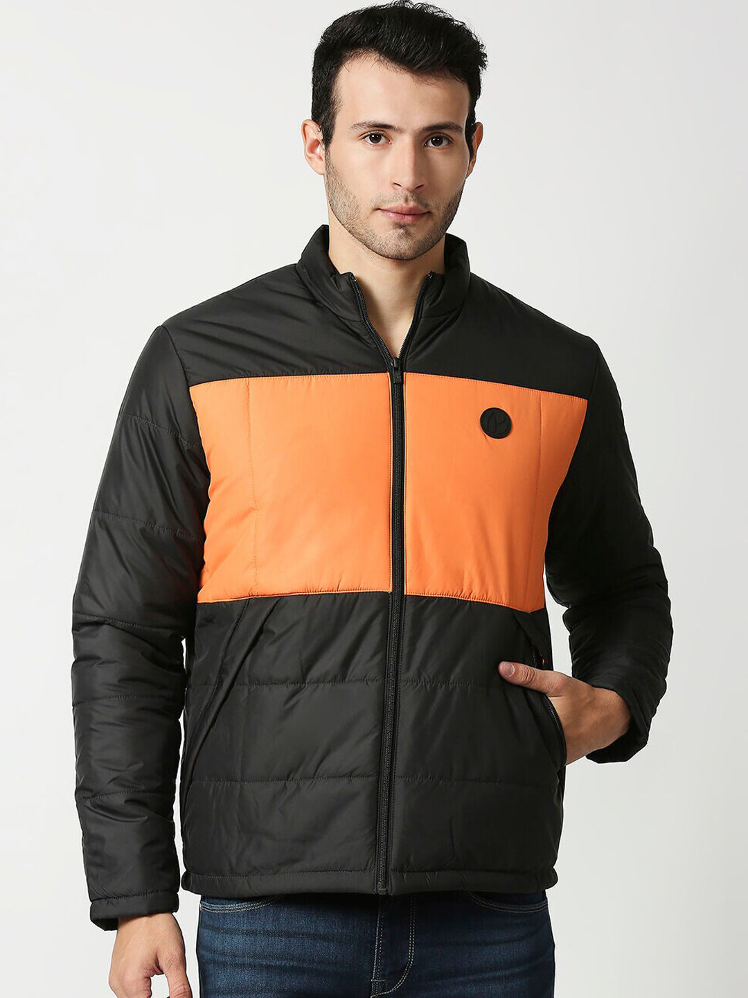

Pepe Jeans Men Colourblocked Padded Jacket, Black