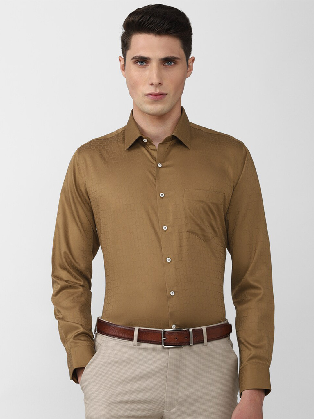 

Van Heusen Men Slim Fit Pure Cotton Formal Shirt, Brown