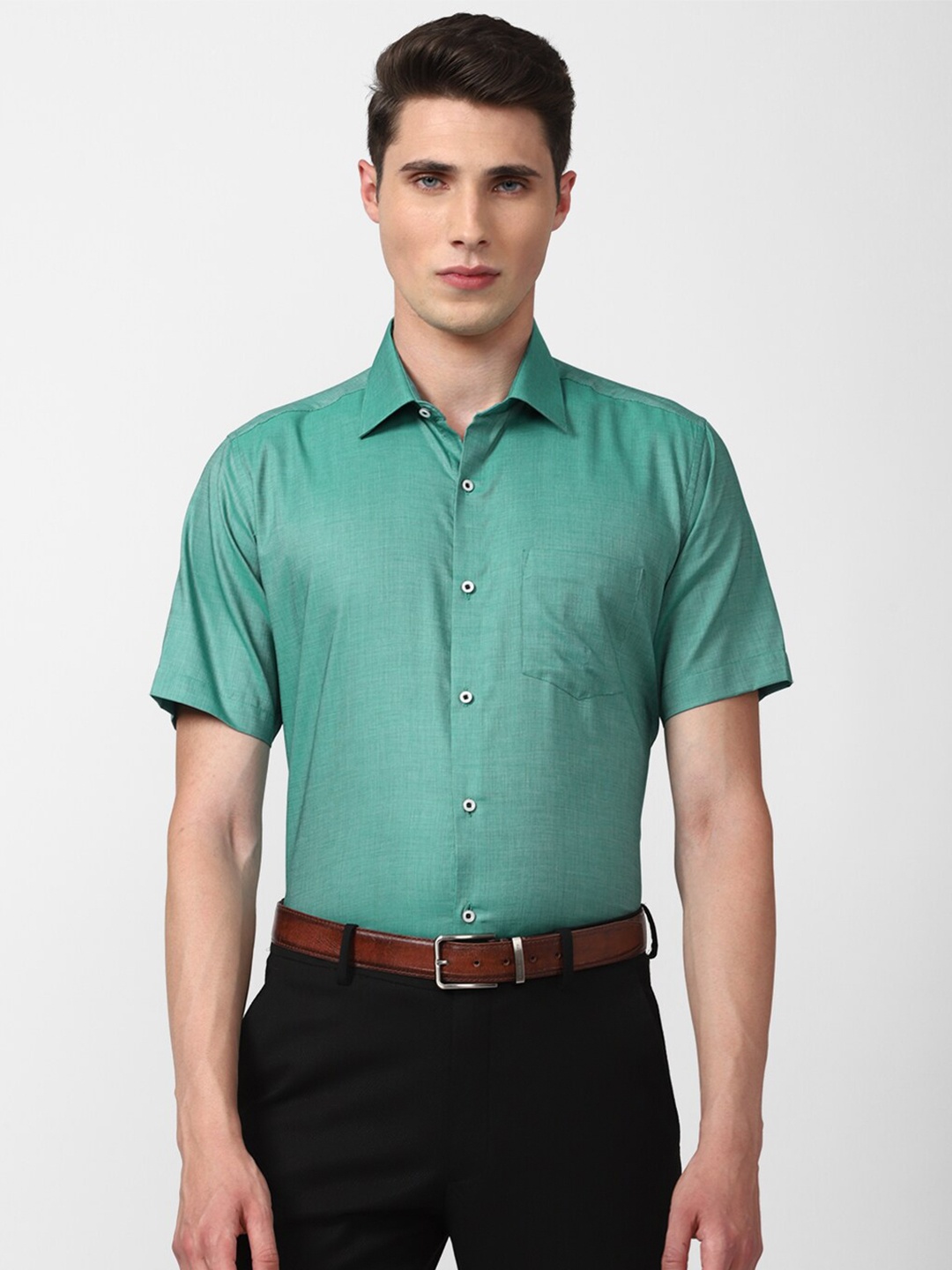 

Van Heusen Men Pure Cotton Formal Shirt, Green