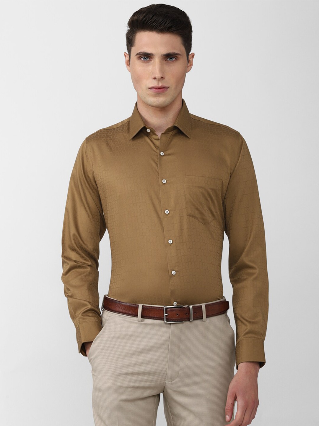 

Van Heusen Men Slim Fit Cotton Formal Shirt, Brown