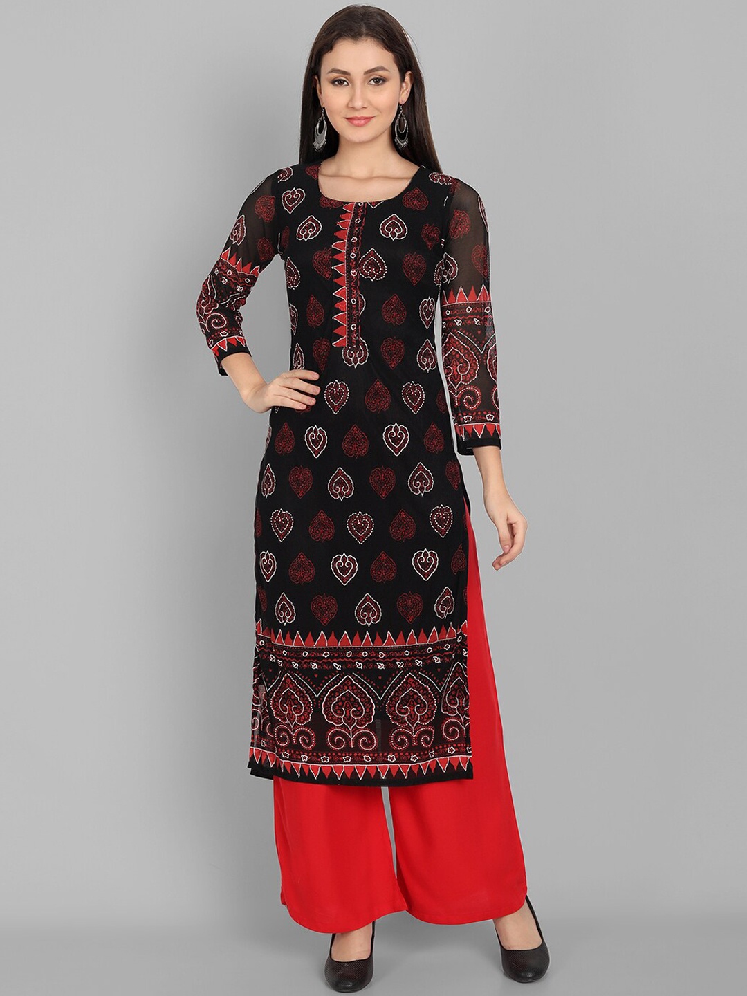 

Pakiza Women Black Ethnic Motifs Georgette Kurta