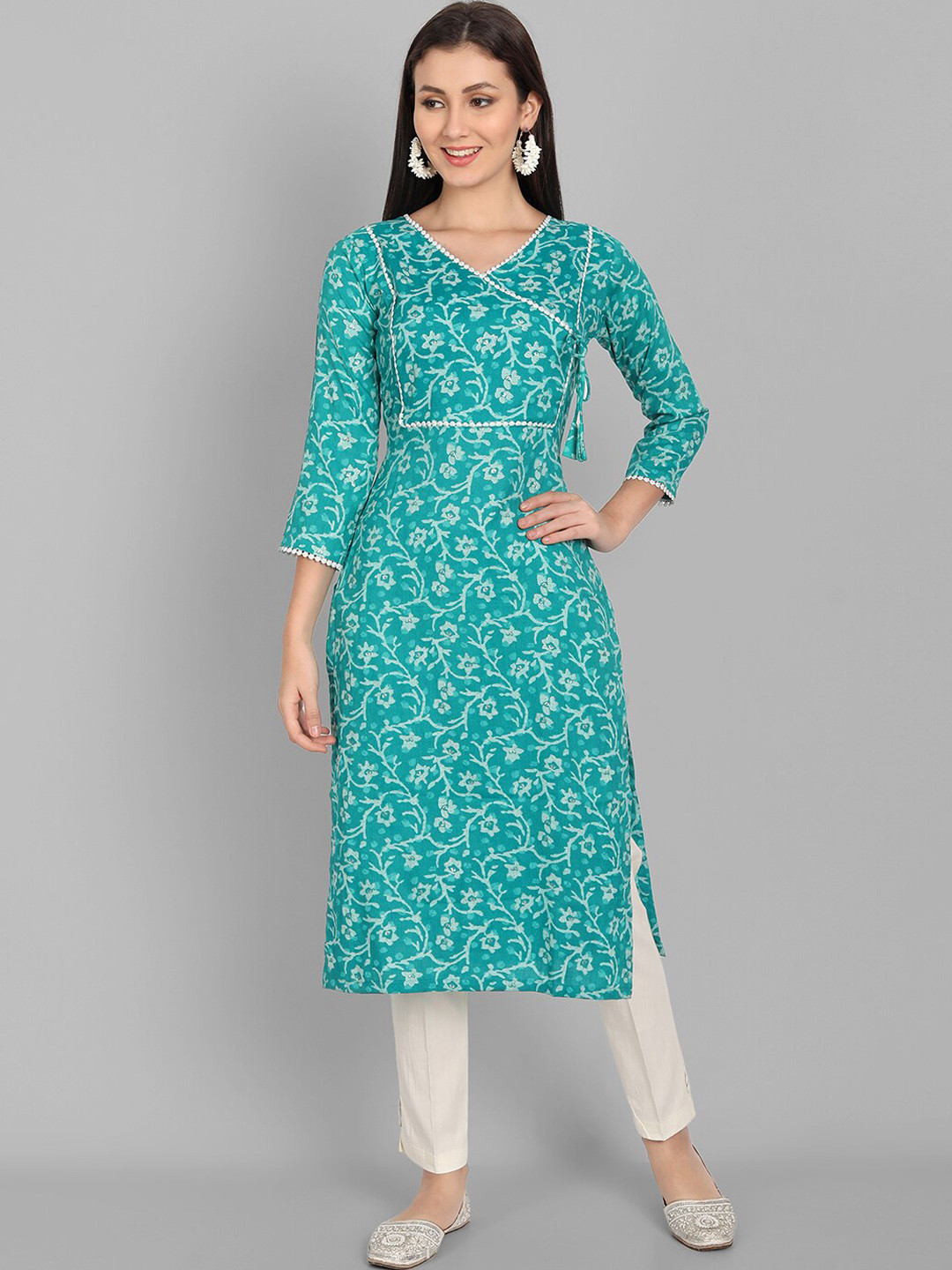 

Pakiza Women Turquoise Blue Ethnic Motifs Printed Kurta