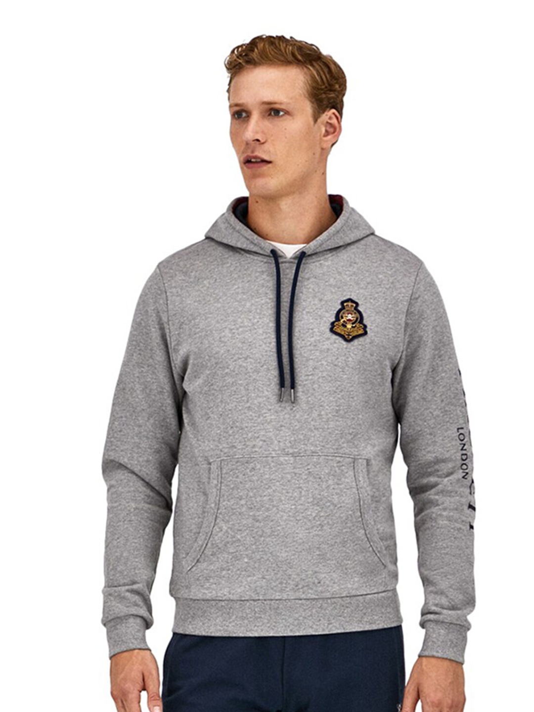 

HACKETT LONDON Men Hooded Pure Cotton Sweatshirt, Grey