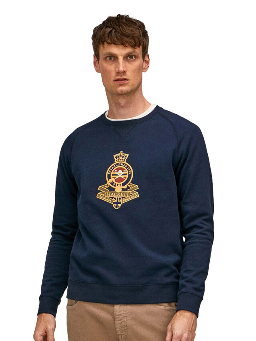 

HACKETT LONDON Men Printed Pure cotton Sweatshirt, Navy blue