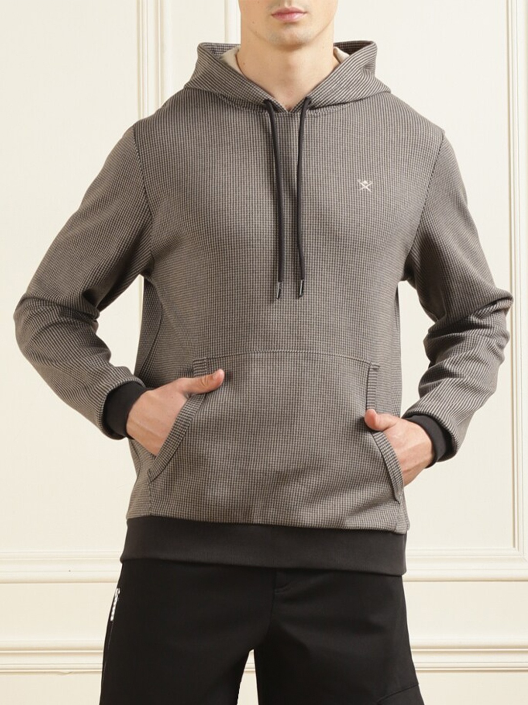 

HACKETT LONDON Men Printed Hooded Pure Cotton Sweatshirt, Grey