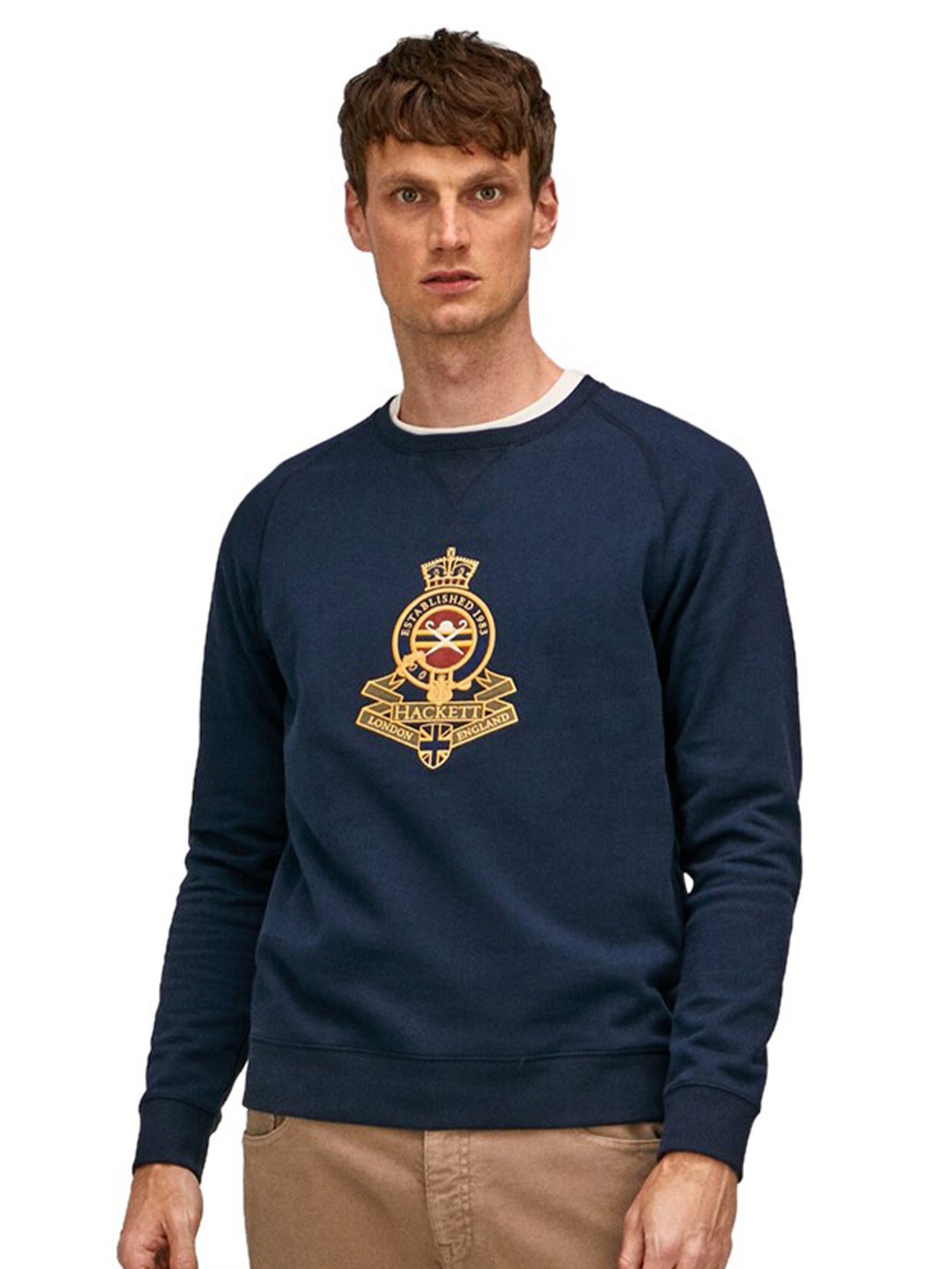 

HACKETT LONDON Men Printed Pure Cotton Sweatshirt, Navy blue