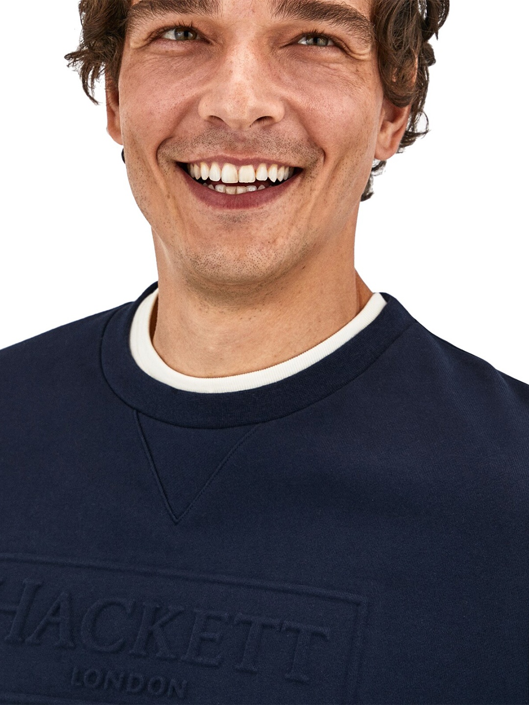 

HACKETT LONDON Men Solid Pure Cotton Sweatshirt, Navy blue