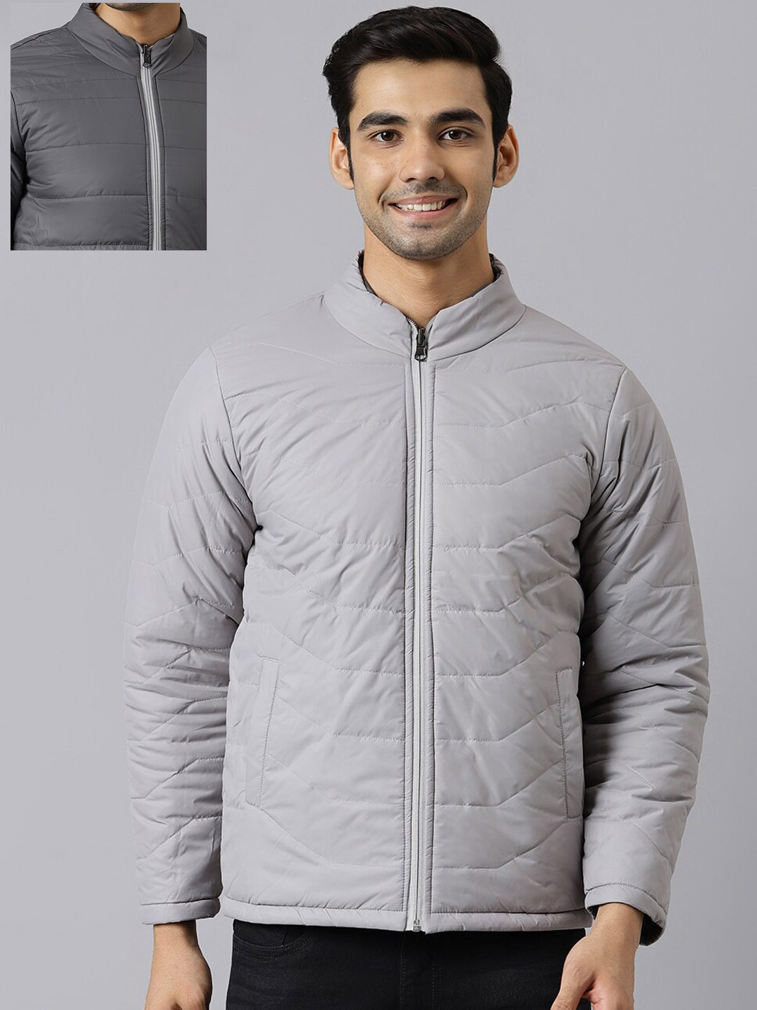 

BESIMPLE Men Reversible Padded Jacket, Charcoal