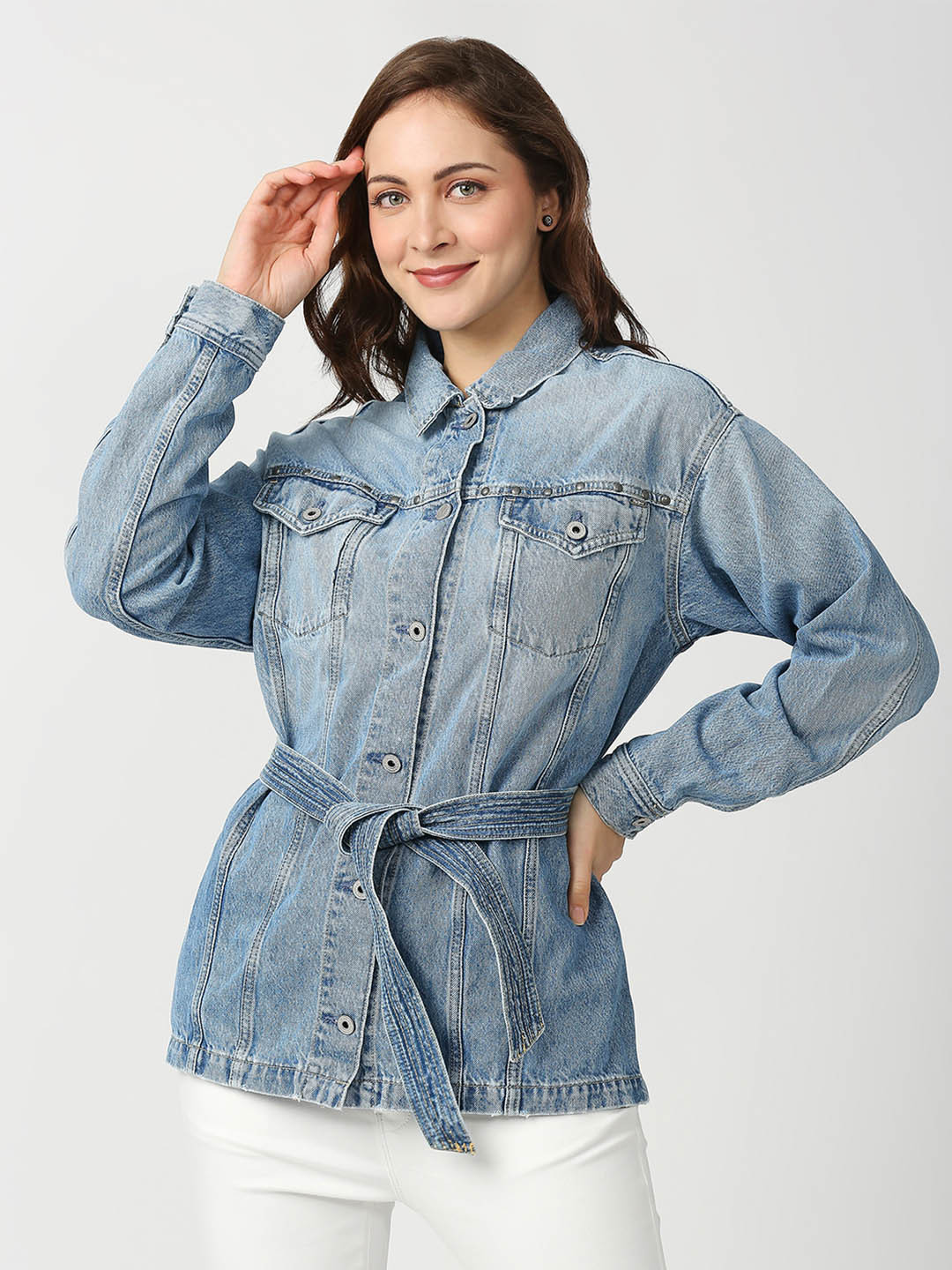 

Pepe Jeans Women Washed Denim Jacket, Blue