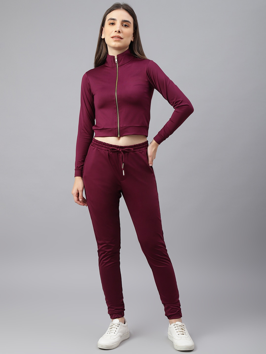 

BESIMPLE Women Solid Tracksuits, Burgundy