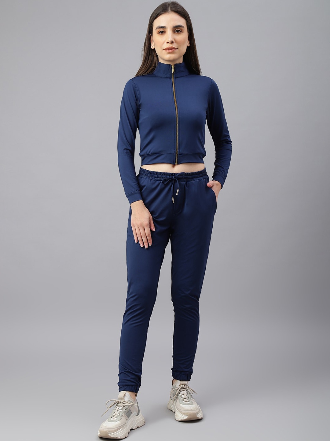 

BESIMPLE Women Solid Tracksuits, Navy blue