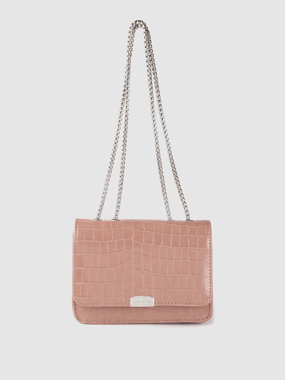 

Lino Perros Women Nude-Coloured Croc Textured Structured Shoulder Bag