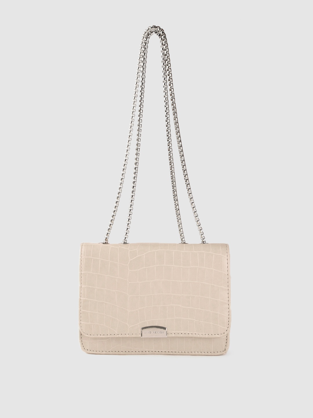 

Lino Perros Women Off White Croc Textured Structured Shoulder Bag