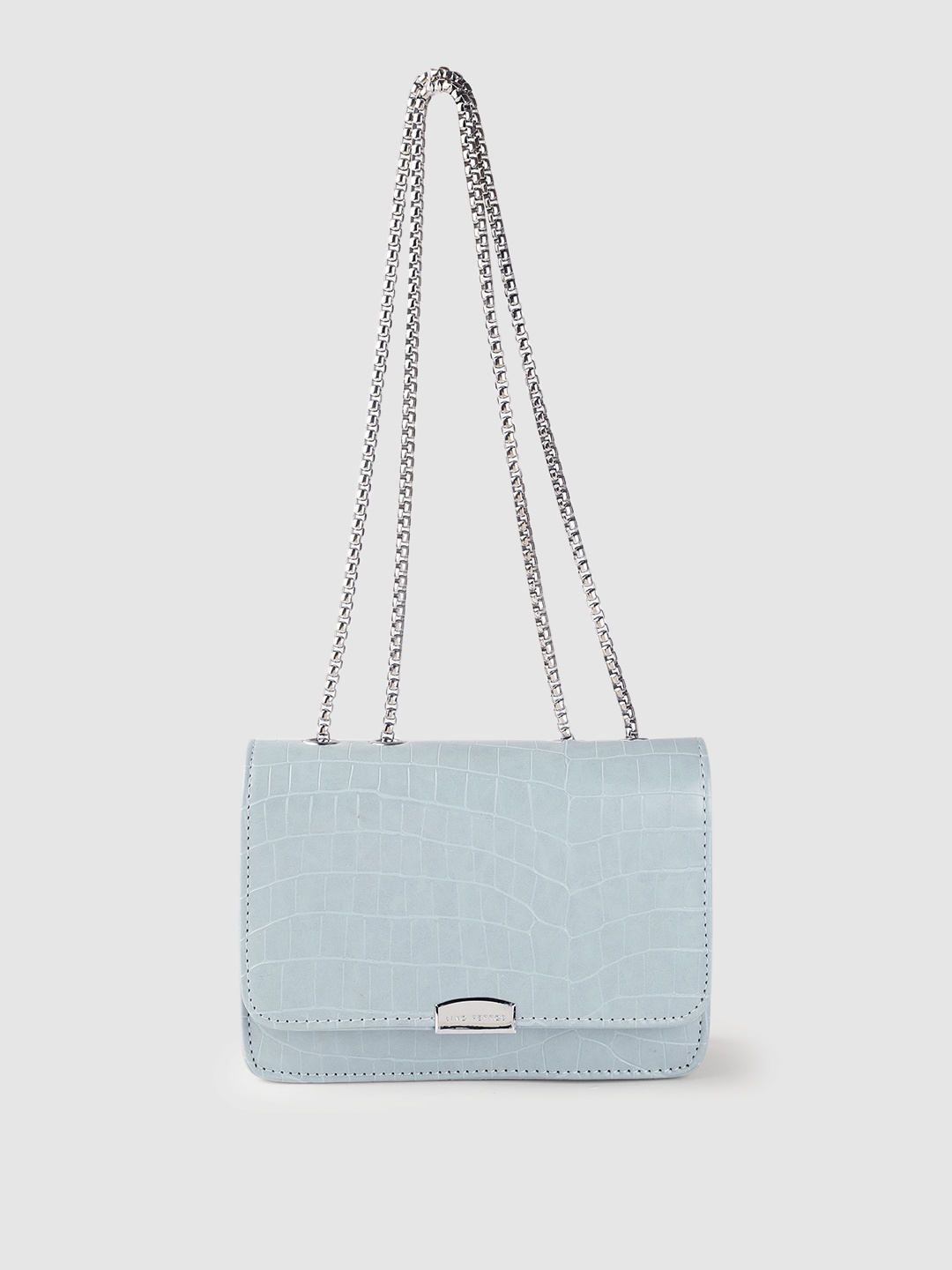 

Lino Perros Women Blue Croc Textured Structured Shoulder Bag